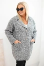 Dámsky kabát Plus Size baránok s vlnou a vreckami grafitový melír