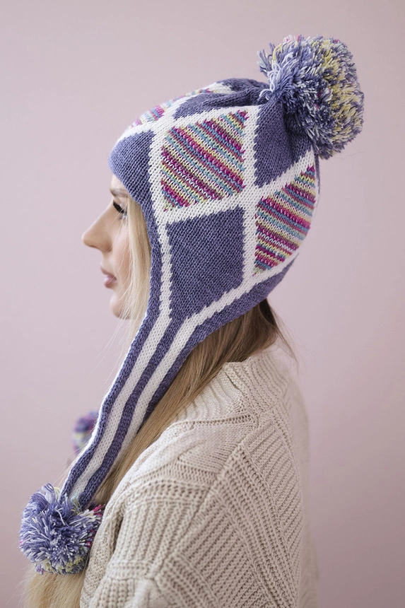 Women's long eared cap Eunika K322 purple