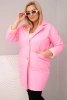 Plus Size women's quilted jacket with decorative buttons and collar light pink