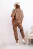 Women's viscose set with short sleeves and trousers camel