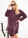 Moteriška suknelė Plus Size aksominė su laisvu stiliumi tamsiai violetinė