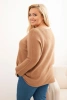 Plus size women's sweater with a boat neckline camel