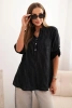 Women's cotton striped shirt with pocket black