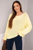 Women's mohair sweater with gathered sleeves and a back cutout yellow