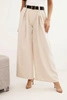 Women's wide-leg trousers with a belt light beige