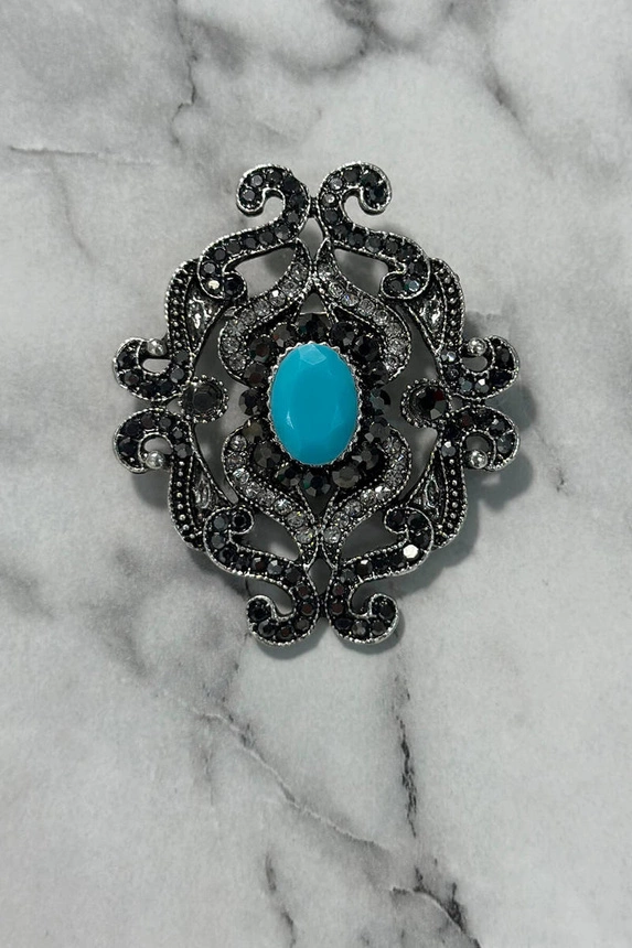 Brooch XZ459-107 silver + blue