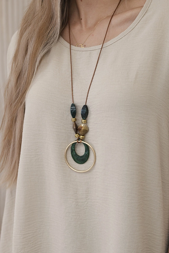 Oversized blouse with pendant dark beige