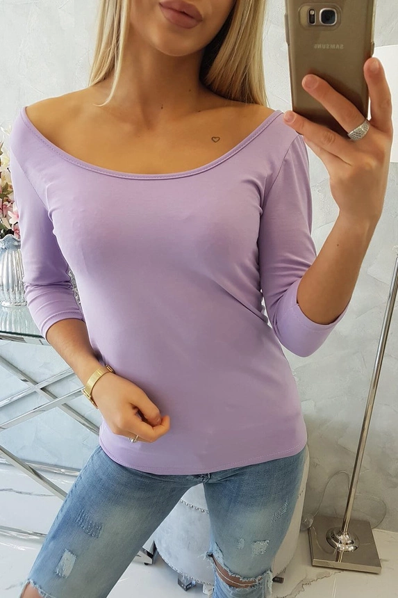 Round neckline blouse purple