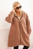 Women's insulated Plus Size hoodie with a V-neck brown