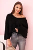 Loose-fit women's mohair sweater with a V-neck black