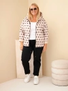 Plus Size women's jacket with polka dots and hood beige