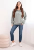 Women's looped cotton hoodie with kangaroo pocket dark mint