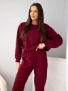 Damen-Set aus geripptem Viskose mit Sweatshirt und Jogginghose mit Bündchen bordeaux