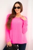 Women's sweater made of soft knit with a round neckline neon pink