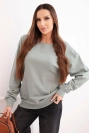 Damenpullover aus Baumwolle basic mit Rundhalsausschnitt dunkel mintgrün