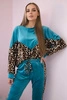 Velour set with leopard print turquoise