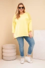 Dámská mikina Plus Size bavlněná s potiskem žlutá