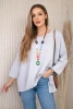 Oversize blouse with necklace buttery fabric grey