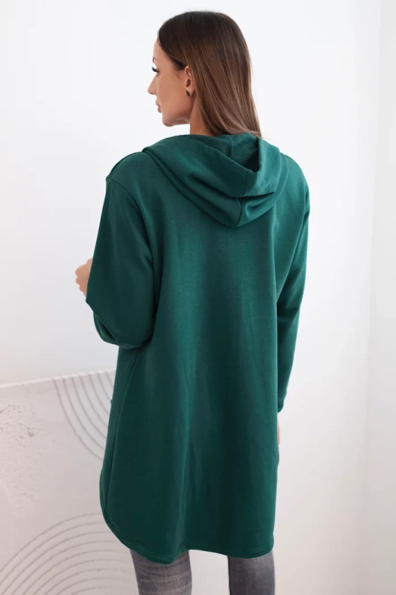 Sweatshirt with longer back and hood green