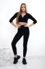 Rebrovaný crop top set čierna