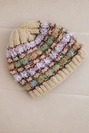Damenmütze Winter mit bunter Wolle und elastischem Bund K352 beige
