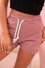 Women's cotton shorts with elastic and tie at the waist dark pink
