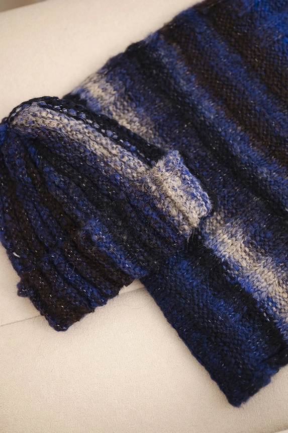 Women's winter set with mohair hat and scarf K501 navy