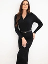 A dress women's made of viscose with a high collar black