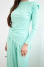 Women's cotton set with a top and wide-leg pants mint