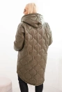 Dámska zimná bunda Plus Size prešívaná s kapucňou khaki