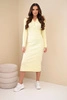 Women's cotton dress with long sleeves and buttoned neckline yellow