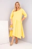 Women's cotton Plus Size dress with an asymmetrical hem yellow