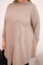 Damenbluse aus Baumwolle Plus Size asymmetrisch mit umgeschlagenem Ärmel fango