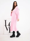 Long women's cardigan openwork without fastening with wide sleeve light pink