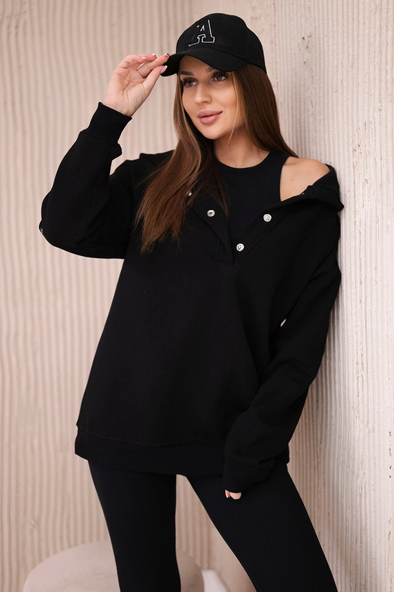 3-in-1-Set aus Sweatshirt, Top und Leggings schwarz