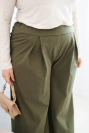 Dámske nohavice Plus Size so širokými nohavicami a plisovaním khaki