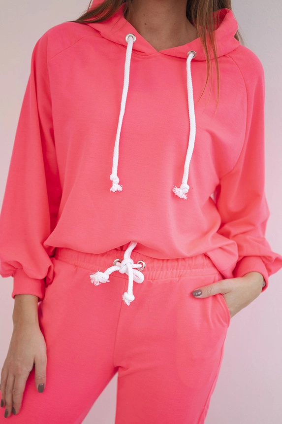 Sweatshirt-Set mit Kapuze rosa neon