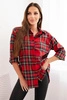 Women's checkered shirt with a longer back red