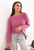 Women's viscose sweater with long sleeves and a round neckline dark pink