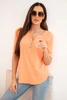 Women's cotton long-sleeve blouse with buttons at the neckline peach