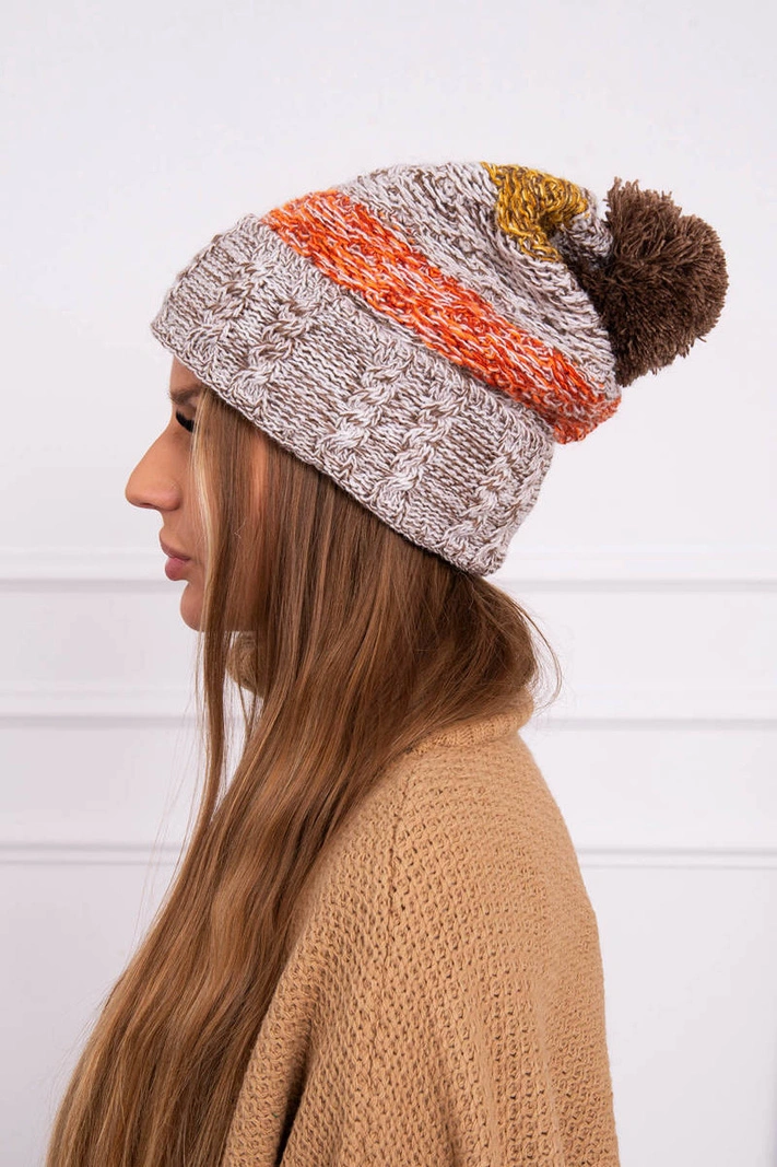 Cap with fleece Pola K267 mocca + mustard