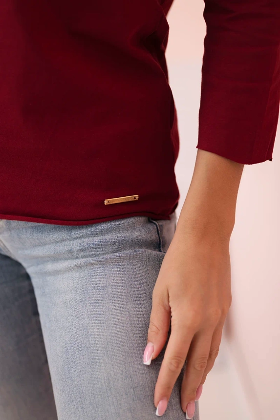 Women's blouse with a boat neckline burgundy