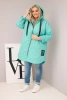 Damenjacke Plus Size gesteppte mit Kapuze und Aufschrift HOPE mintgrün