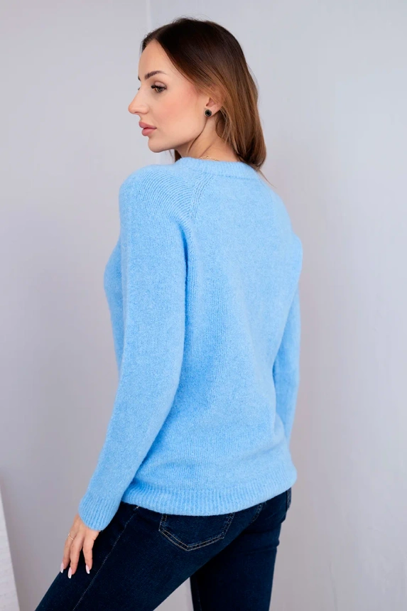 Women's sweater made of baby alpaca with long sleeves blue