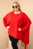 Damen Tunika Plus Size aus Baumwolle mit asymmetrischem Saum rot