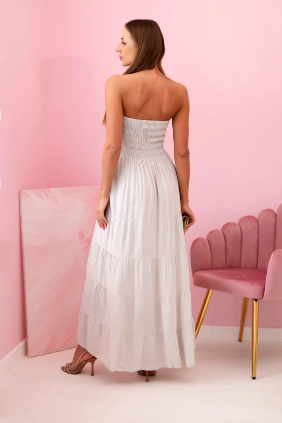 Damenkleid aus Viskose mit elastischem Oberteil beige