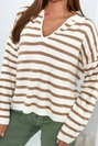 Striped sweater camel