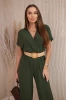 Jumpsuit with decorative waist belt dark khaki