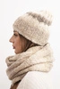 Women's winter set with mohair, hat and fluffy texture scarf K500 beige