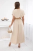 Long dress with a decorative belt beige